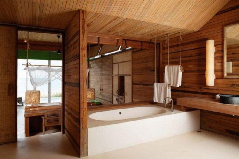 nội thất gỗ trong phòng tắm