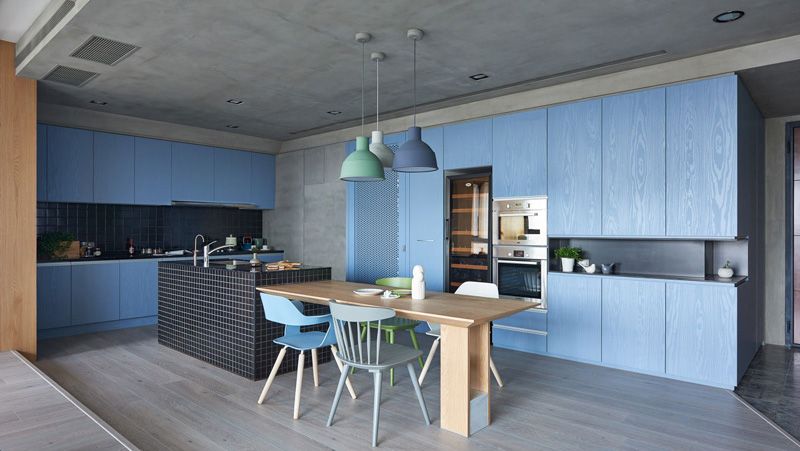 phòng bếp màu xanh