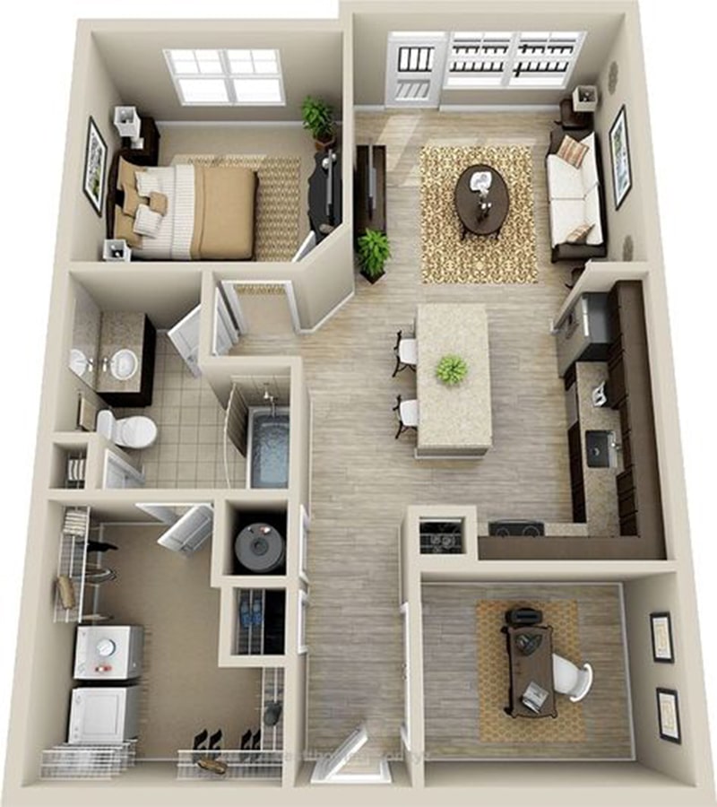 thiết kế căn hộ chung cư 54m2 cao cấp