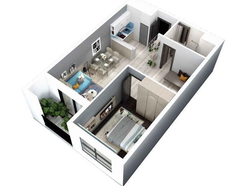 thiết kế nội thất chung cư 58m2