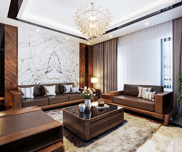 nội thất chung cư bằng gỗ óc chó