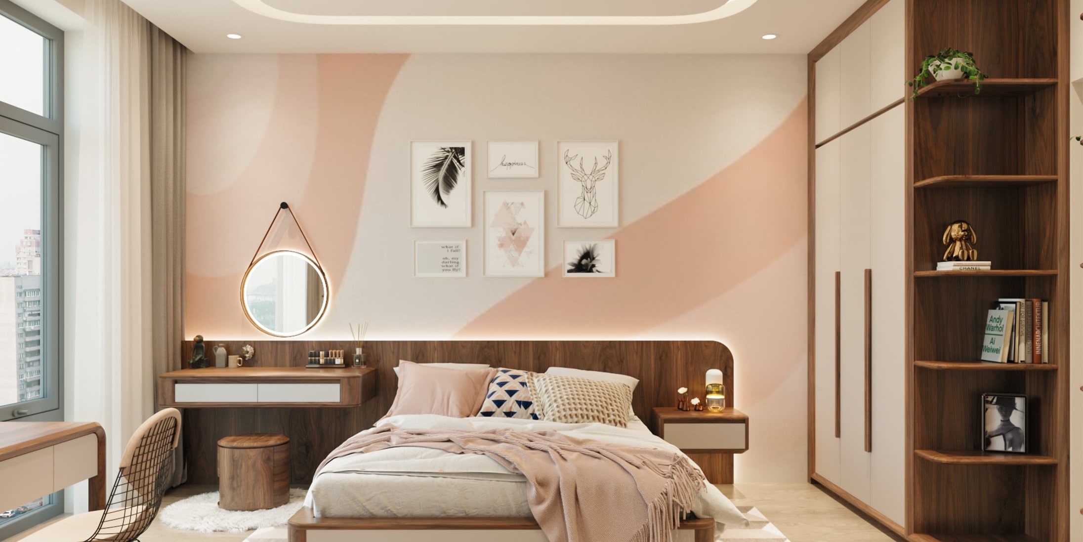 nội thất chung cư gỗ óc chó