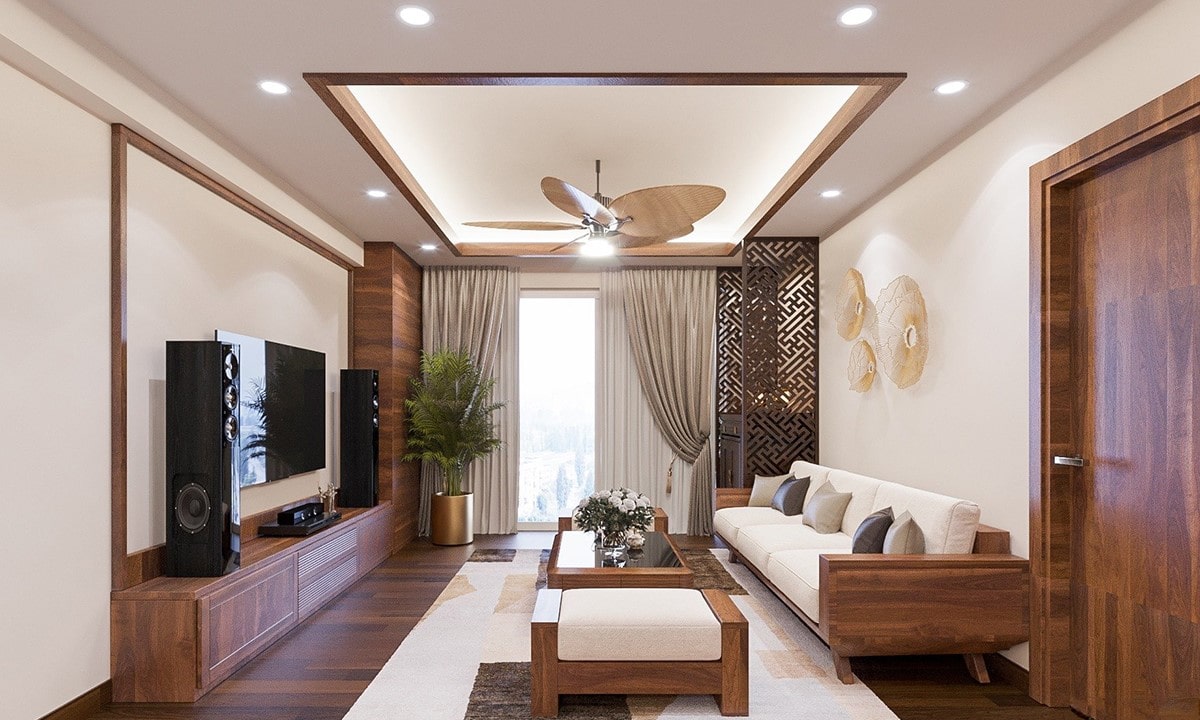 nội thất chung cư gỗ óc chó