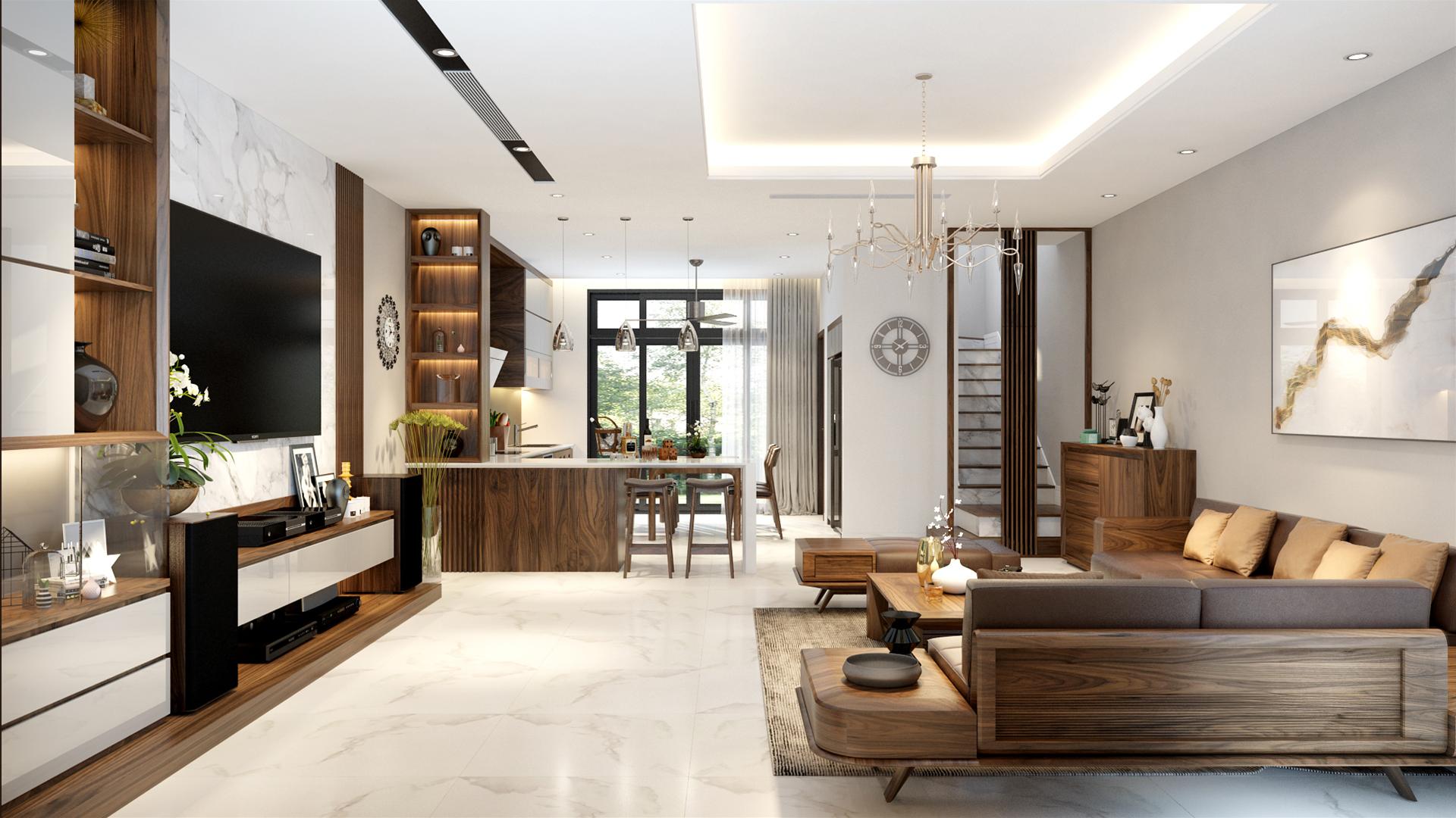 nội thất chung cư bằng gỗ óc chó