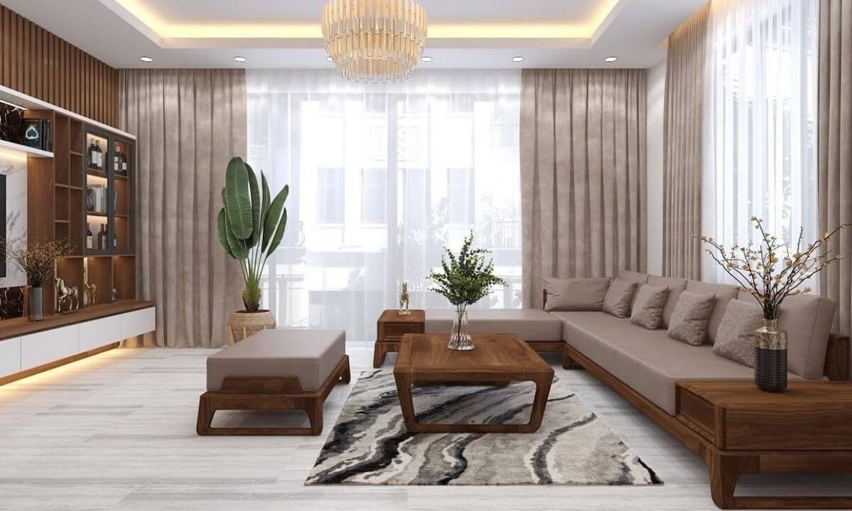 nội thất chung cư gỗ óc chó