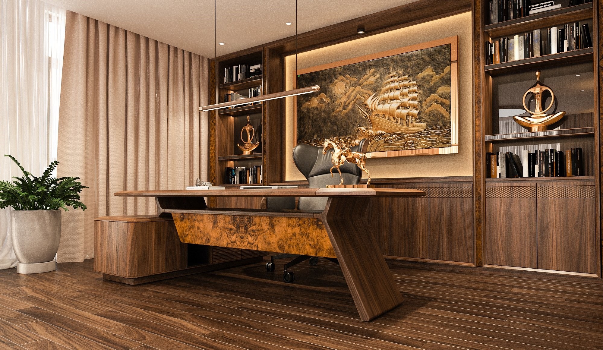 nội thất chung cư gỗ óc chó