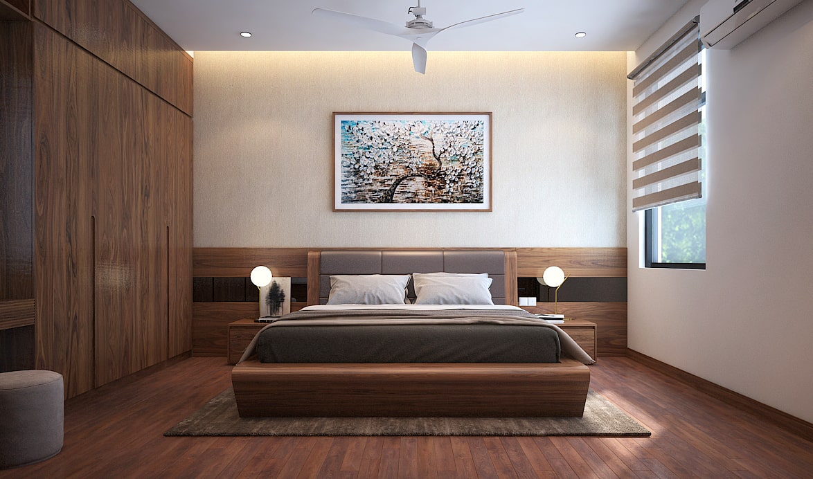 nội thất chung cư bằng gỗ óc chó