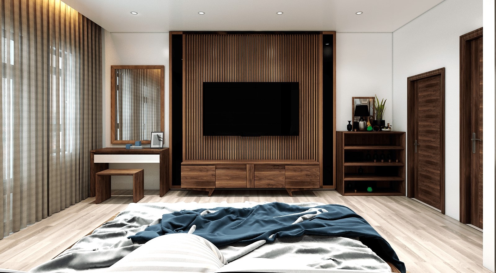 nội thất chung cư gỗ óc chó