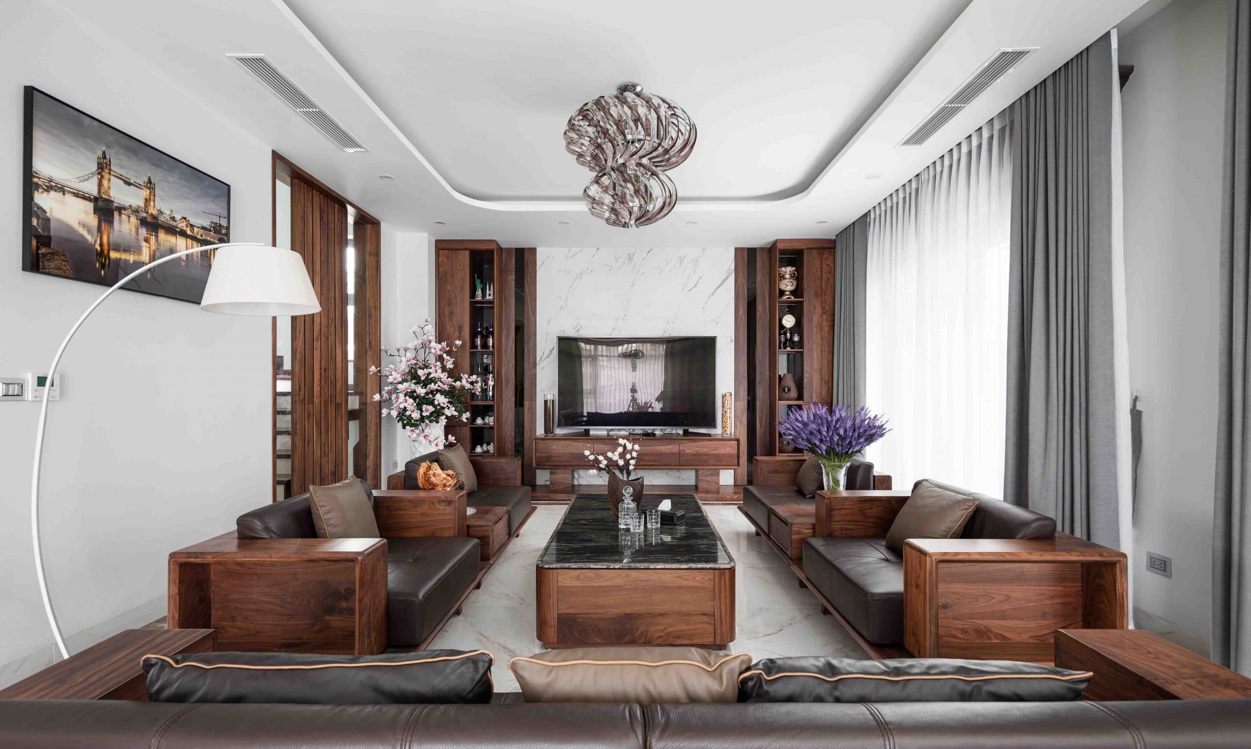 nội thất chung cư gỗ óc chó