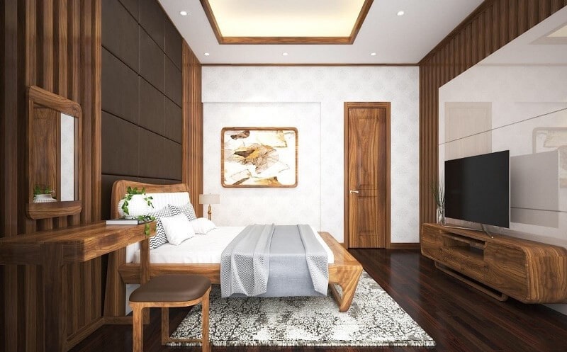 thiết kế nội thất chung cư gỗ óc chó