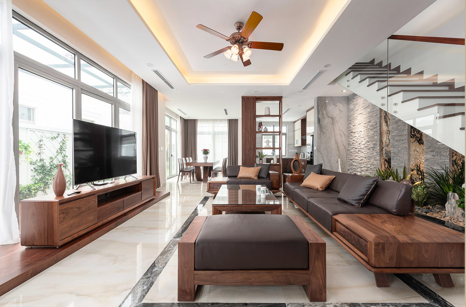 nội thất chung cư bằng gỗ óc chó